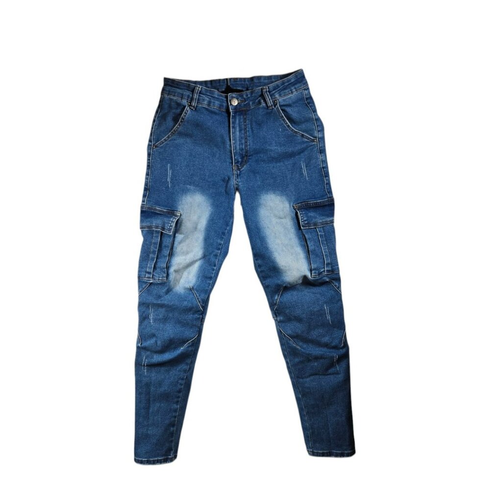 RowMe Size 28 Men's Jeans Cargo Blue Distressed Tapered